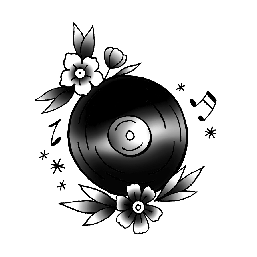 Vinyl Love by inkbox is a Flowers temporary tattoo from inkbox - stencil
