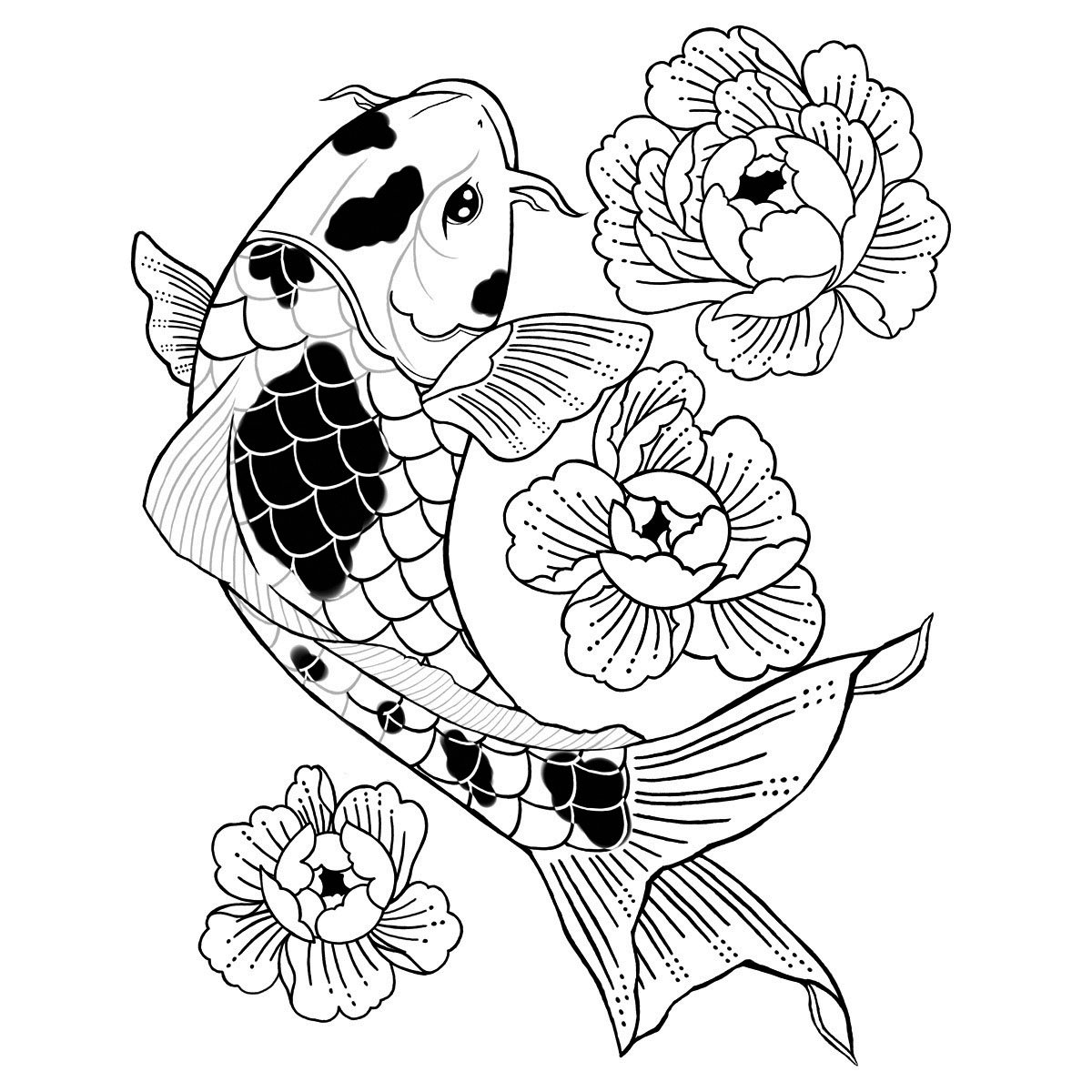 Floral Koi by Cecilia Gomez is a temporary tattoo from inkbox - design