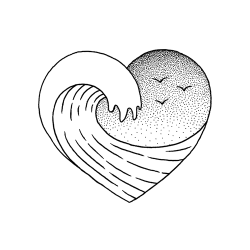 Surflove by Steven Habersang is a Hearts temporary tattoo from inkbox - stencil